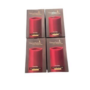 Veraflame Everlite Deep Red LED Candles 3x6 Wavy Edge Flameless Set of 4